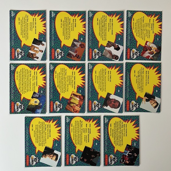 11 CARD LOT 1991 YO! MTV Raps Music Trading Cards Young MC Vanilla Ice Tone Loc - Picture 5 of 5